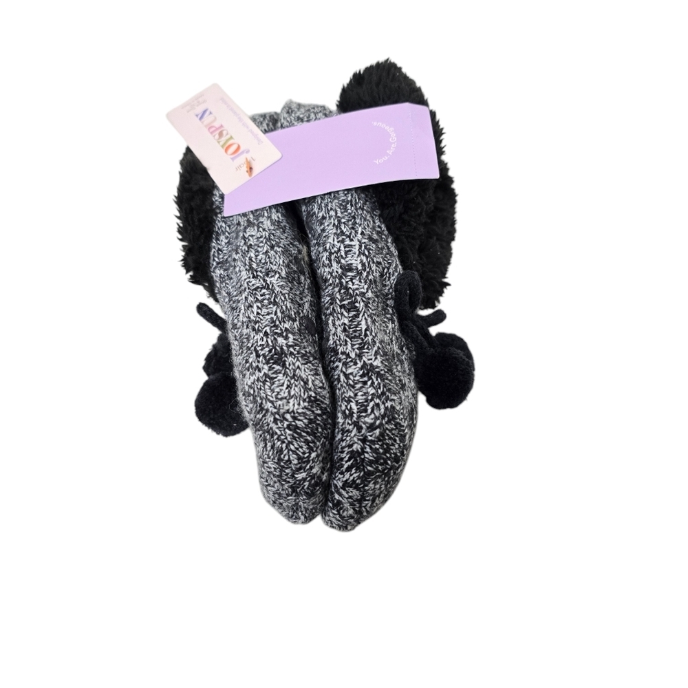 NWT Joyspun Black Heathered Gray Slipper Socks 4-10